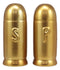 Western Cylindrical Ammo Shells Gold Tone Bullets Ceramic Salt And Pepper Set
