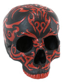 Ebros Black and Red Gothic Tribal Warrior Blood Maori Tattoo Skull Figurine 7"L