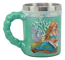 Ebros Turquoise Ocean Marine Coral Reef Mermaid With Pearl Mug 12oz Bridal Nautical