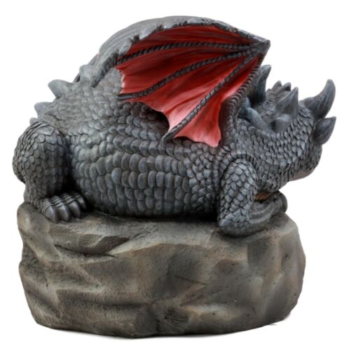 Spyro Resting Baby Dragon Hatchling Garden Statue 10"H Faux Stone Resin Finish