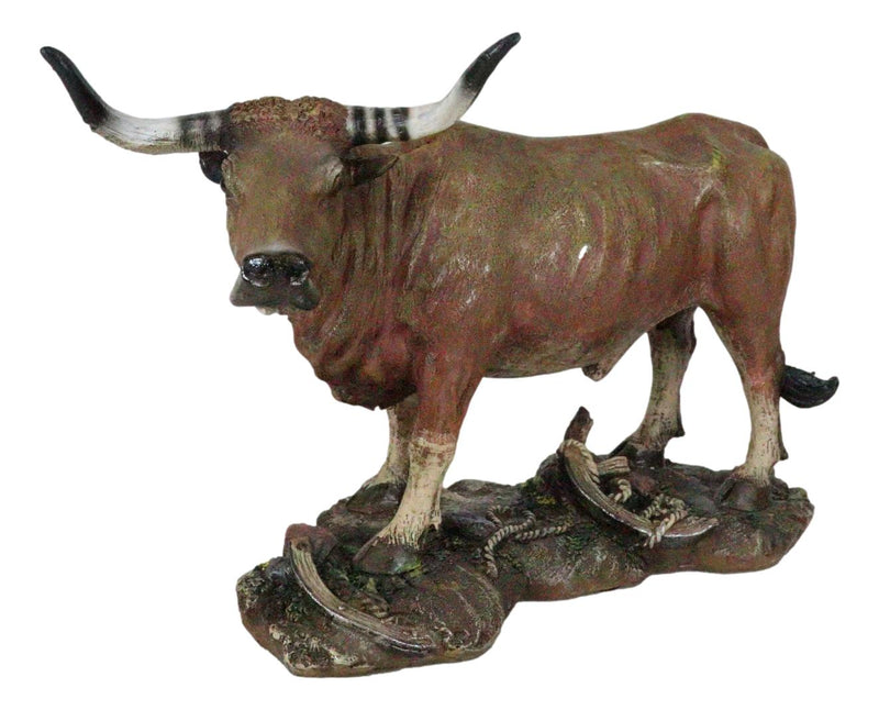 Western Lifelike North American Texas Longhorn Cattle Cow Steer Figurine 11.5"L
