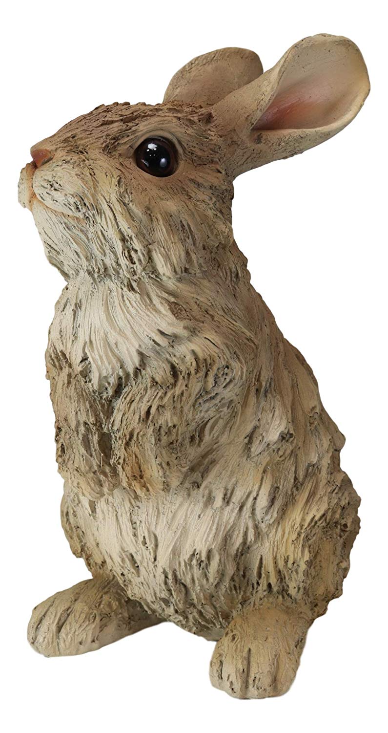 Ebros Realistic Faux Driftwood Finish Design Standing Bunny Rabbit Resin Statue 9.75"H