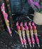Pack Of 6 Fire Ink Glittered Metallic Pink And Gold Spirit Dragon Pen Figurines
