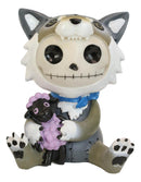 Larger Furrybones Wolfgang Skeleton In Wolf Costume With Purple Sheep Figurine