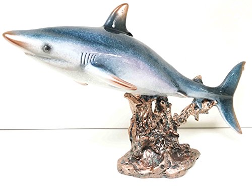 Ebros Gift Large 17"L Ocean Marine Beach Coastal Predator Great White Shark Statue Deep Blue Sea Figurine Home Decor