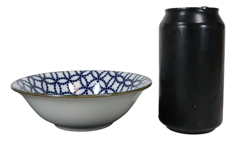 Ebros Made In Japan 4 Piece Geometry Ceramic Dining Rice Meal Soup Bowls 5.5"Diameter