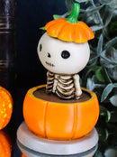 Lucky The Skeleton Jack O Lantern Bathing in Chocolate Soup Pumpkin Figurine