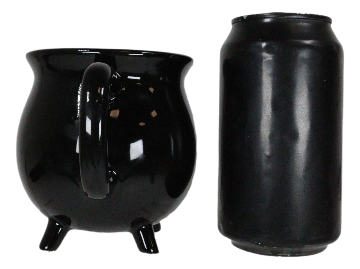 Ceramic Wicca Hocus Pocus Witch Potion Broil Black Cauldron Mug Cup With Handle - Ebros Gift