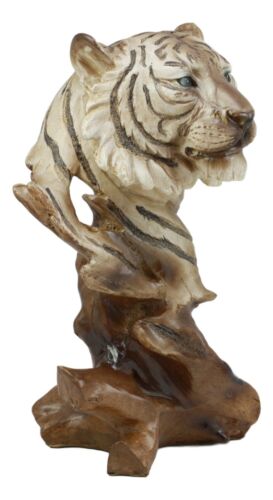Ebros Faux Wood Large Tundra Forest Wildlife Siberian White Tiger Bust 11" Tall - Ebros Gift