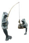 Ebros Large Verdi Green Aluminum Mama Frog and Baby Frog Fishing Garden Statue Bonding Time Whimsical Frog Themed Pond Patio Poolside Decorative Edge Sitter Sculpture Figurine