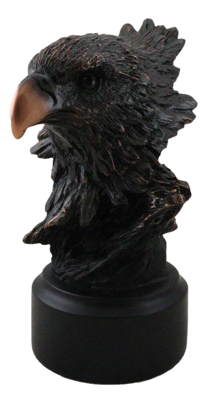 Patriotic American Bald Eagle Bust Bronze Electroplated Resin Figurine With Base