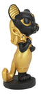 Egyptian Goddess Cat Bastet Holding Ankh Black Gold Finish Chibi Small Figurine