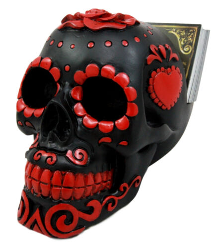 Ebros Day Of The Dead Sugar Skull Business Card Holder Figurine Desktop Office