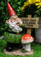 Whimsical Garden Gnome With Toadstool Mushroom And SHHH Quiet Yard Sign Statue