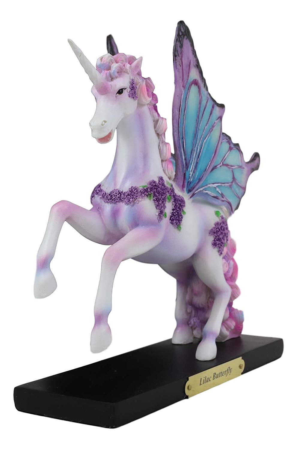 Ebros Rose Khan Fantasy Lilac Butterfly Unicorn Mare Horse Figurine 7.25"H