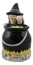 Black Potion Magic Witch And Large Cauldron Pot Hearth Salt Pepper Shakers Set