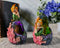 Ebros Nautical Ocean Mermaid Mergirl Sitting by Geode Crystal Cavern Under The Sea Statue with LED Accent Night Lights Set of 2