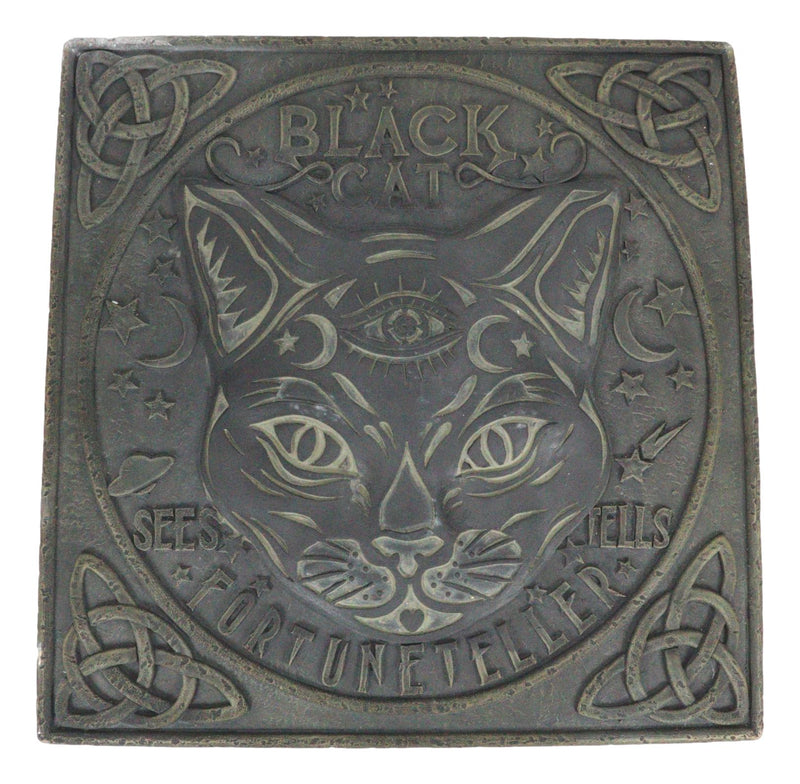 Wicca Halloween Black Cat Sees and Tells Fortune Teller Resin Stepping Stone
