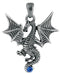 Ebros Blue Saphire Gem Tailed Tatsu Dragon Pendant Jewelry Necklace Lead Free