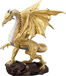 Ebros Large Gold Midnight Dragon Statue Home Decor Resin Dragon Sculptural 15" H