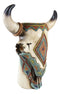 Colorful Southwestern Tribal Aztec Diamond Vectors Cow Skull Vase Planter Decor