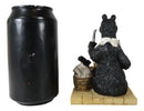 Rustic Western Whimsical Black Bear Picnic Time With Tied Up Hunter Figurine