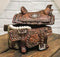Rustic Western Cowboy Horse Saddle Lone Star Silver Studs Decorative Trinket Box