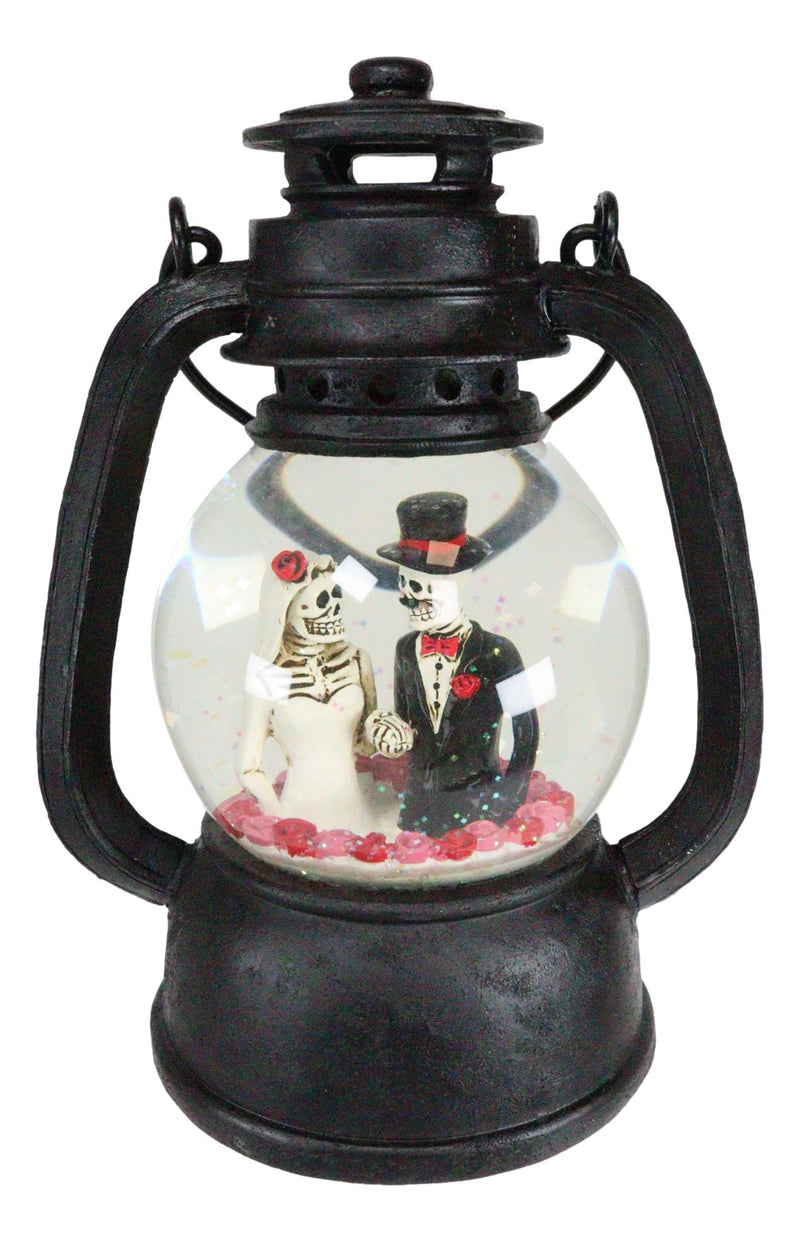 Ebros Gothic Eternal Skeleton Wedding Couple Water Globe LED Night Lantern