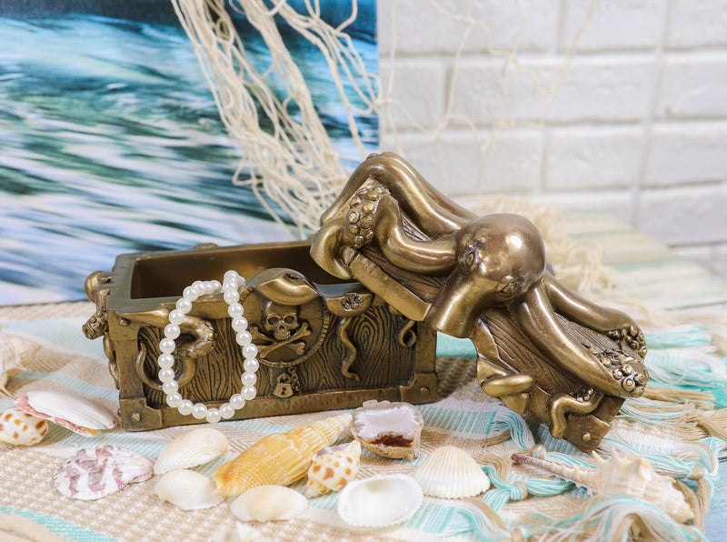 Ebros Deep Sea Kraken Octopus Skull Treasure Jewelry Decorative Box Figurine