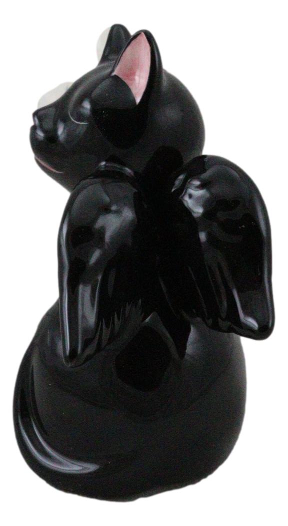 Ceramic Black White Angel Kitty Cats Devil Or Angel Salt And Pepper Shakers Set