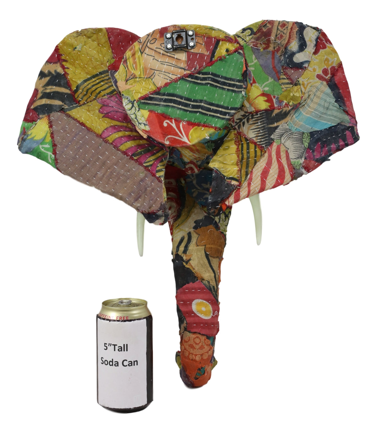 Safari Wild Elephant Hand Crafted Paper Mache In Sari Fabric Wall Head Decor