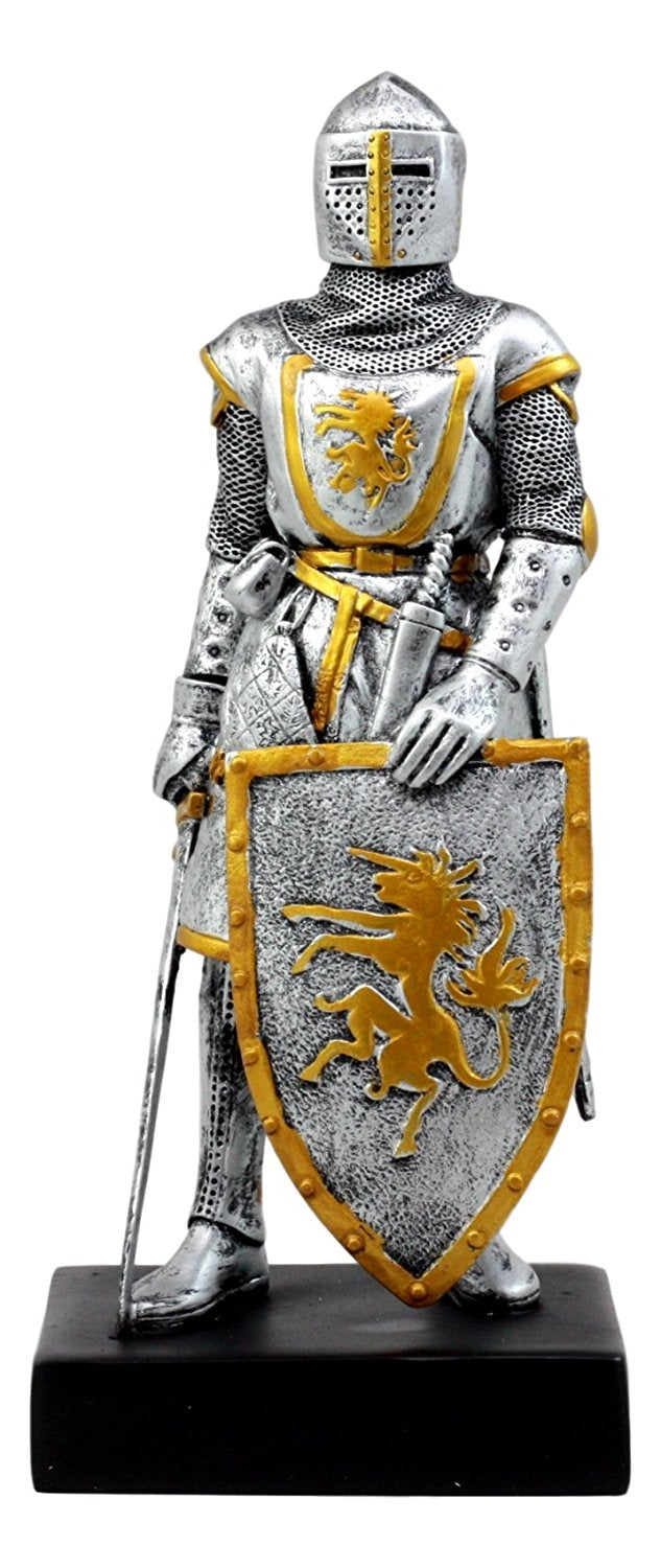 Ebros Medieval Swordsman Knight Of Heraldry Figurine 8.75"Tall Suit of Armor