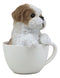 Realistic Adorable Shih Tzu Dog in Teacup Statue 5.75" Tall Pet Pal Decor Dogs