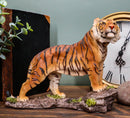 Sultan Orange Bengal Tiger On Rock Statue 7.25"Long Giant Cat Wild Animal Decor