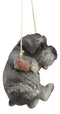Lifelike Mini Schnauzer Puppy Macrame Branch Hanger 5.25"Tall With Jute Strings
