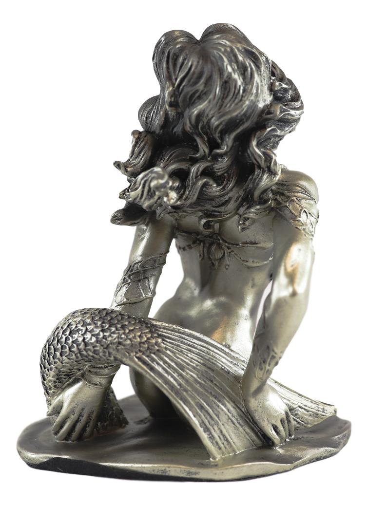 Ebros Aged Bronze Resin Nude Seductive Mermaid Statue 7.25" Tall