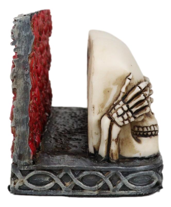 Gothic See Hear Speak No Evil Skulls By Red Roses Business Cards Holder Figurine