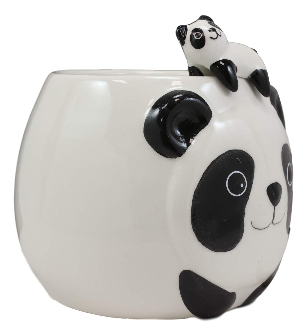 Ebros Giant Panda Bear Ceramic Coffee Mug With Sleeping Cub Latch On Spoon Set - Ebros Gift