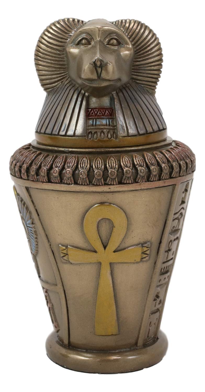Ebros Four Sons of Horus Duamutef Hapi Imsety Qebehsenuef Canopic Jar Statue Set 5.75" H