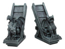 Ebros Gothic Roaring Gargoyles On Rooftop Sculptural Bookends Set 7" High Decor