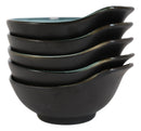 Pack Of 5 Ceramic Zen Blue Tempura Dipping Sauce Condiment Bowls With Handle