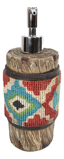 Rustic Western Turquoise Aztec Pattern Faux Wood Liquid Soap Pump Dispenser