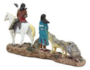 Indigenous Native American Indian Family With Horse And Wolves Migration Statue