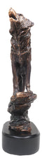 Midnight Moon Howling Alpha Gray Wolf Statue In Bronze Electroplated Finish