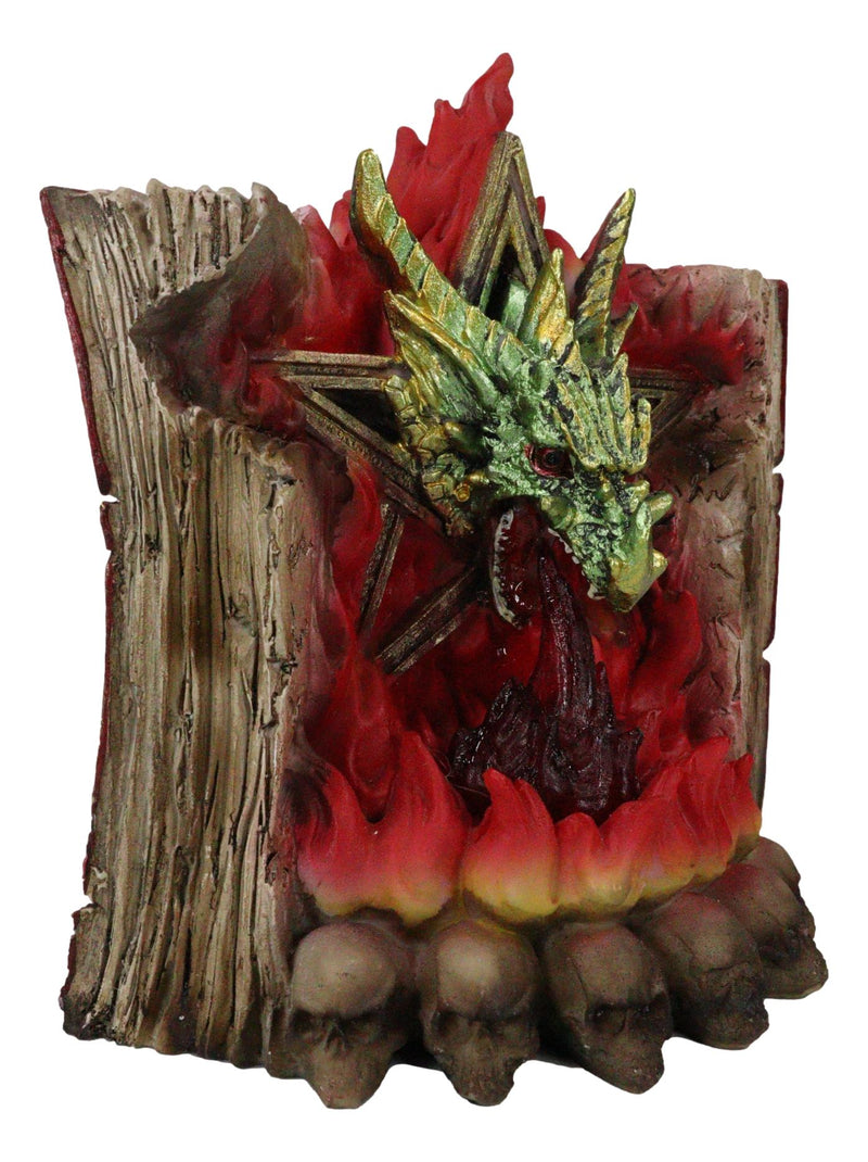 Pentagram Star Green Dragon of Bibliography On Spell Book With LED Fire Breath