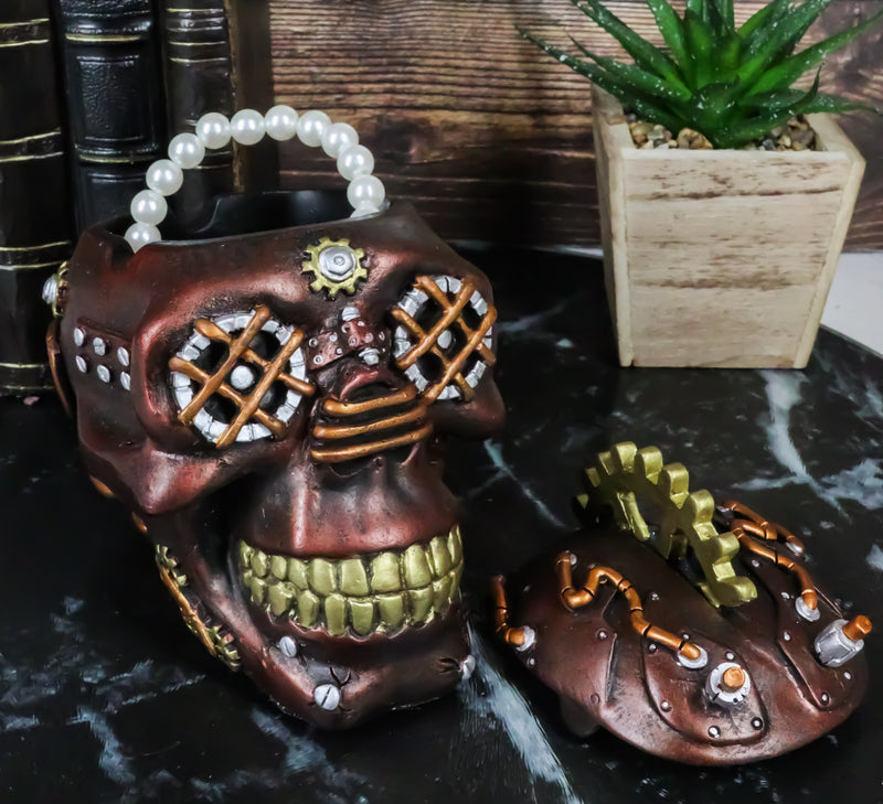 Mad Max Style Steampunk Cool Punk Gearwork Rock Skull Jewelry Box Figurine