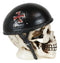 Day of The Dead Biker Skull Skeleton with Red Cross Black Helmet Mini Figurine