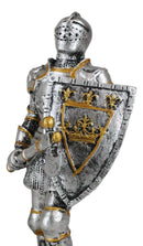 Medieval Knight With Hand Axe and Heraldry Coat of Arms Shield Mini Figurine