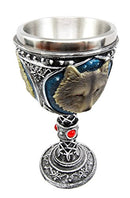 Ebros Gift Large Magical Celtic Blue Remus Ancient Gray Wolf Goblet Chalice Cup Figurine 8oz