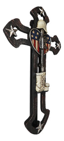 Rustic Western Stars USA Flag Heart Fallen Soldier Boot Rifle Helmet Wall Cross